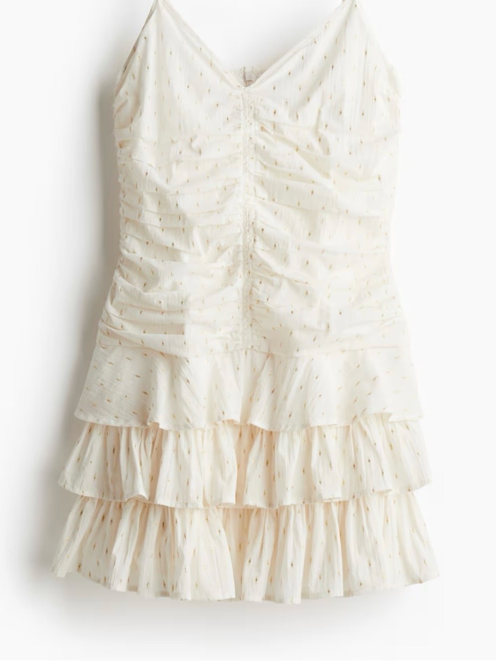 NWT H&M completely sold out Cream Tiered Dress with subtle gold.